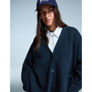 Bershka Vest Met V-Hals En Knopen Dames Xs-S Blauw