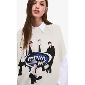 Bershka T-Shirt Met Korte Mouw En Backstreet Boys-Print Dames S Gebroken Wit