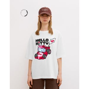 Bershka Hello Kitty T-Shirt Met Korte Mouw Dames Xl Gebroken Wit