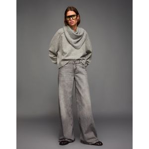 Bershka Jeans Met Lage Taille En Wijde Pijpen Dames 34 Grijs