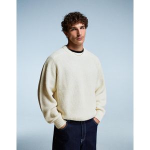 Bershka Trui Van Wolmix Met Parelsteek Heren M Gebroken Wit