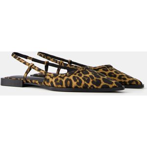 Bershka Slingback Ballerina Met Dierenprint En Puntige Neus Dames 38 Luipaard