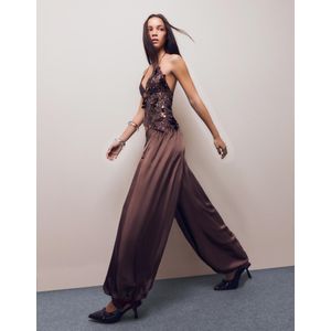 Bershka Satijnen Pofbroek Dames M Bruin