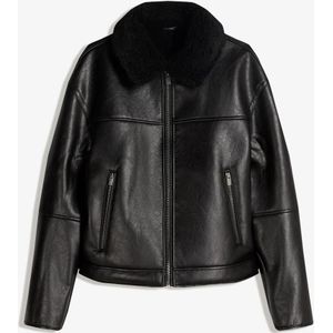 Bershka Jas Met Leereffect Heren M Zwart