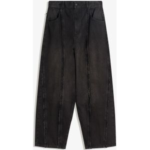 Bershka Super Baggy Broek Met Franjes Heren 42 Zwart