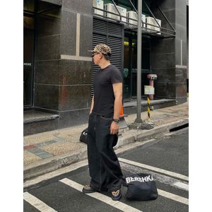 Bershka Superbaggy Jeans Heren 42 Donkergrijs