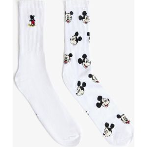 Bershka 2-Pack Mickey Mouse Sokken Heren M Wit