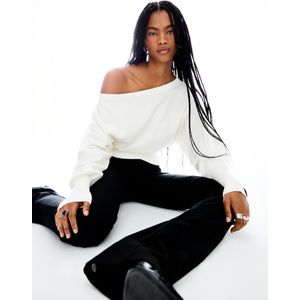 Bershka Asymmetrische Trui Met Ribcord Zoom Dames L Ecru