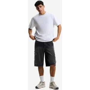 Bershka Baggy Bermuda Met Patches Heren 38 Zwart