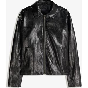 Bershka Jack Met Leereffect En Studs Heren L Zwart