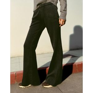 Bershka Pluche Flare Broek Met Gerafelde Zoom Dames Xl Donkergrijs