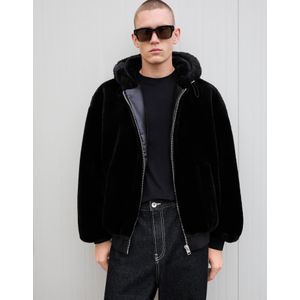Bershka Jack Van Imitatiebont Met Capuchon Heren S Zwart