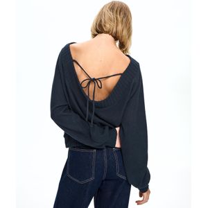 Bershka Trui Met Blote Rug Dames Xs Marineblau