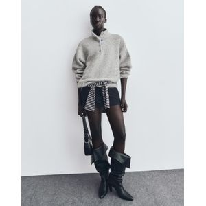 Bershka Trui Met Opstaande Kraag Dames L Grijs