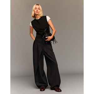 Bershka Tailoring Broek Met Taille Met Overslag Dames 32 Zwart