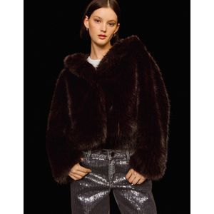 Bershka Jack Met Capuchon Van Imitatiebont Dames Xs Granaat