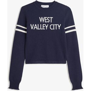 Bershka Trui Met Print Dames M Blauw