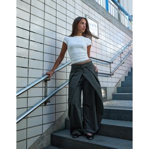 Bershka Geplooide Broek Met Dubbele Knoop Dames 32 Grijs