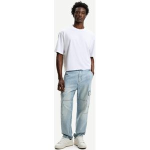 Bershka Baggy Cargo Jeans Heren 42 Gewassen Blauw