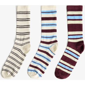 Bershka 3-Pack Gestreepte Sokken Heren M Bruin