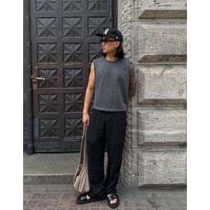 Bershka Wide Leg Crêpe Broek Heren Xs Zwart