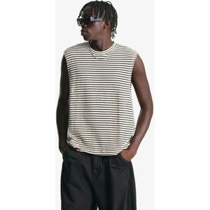 Bershka Mouwloos Boxy Fit T-Shirt Heren S Wit