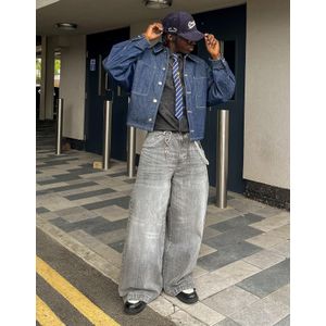 Bershka Mega Baggy Jeans Heren 32 Donkergrijs