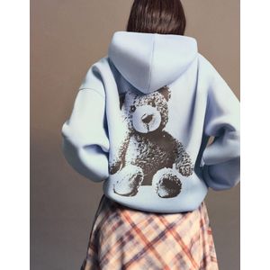 Bershka Hoodie Met Print Dames L Lichtblauw