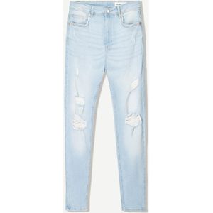 Bershka Superskinny Jeans Met Scheuren Heren 38 Gewassen Blauw