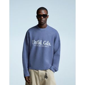 Bershka Jacquard Trui Met Print Heren Xl Blauw