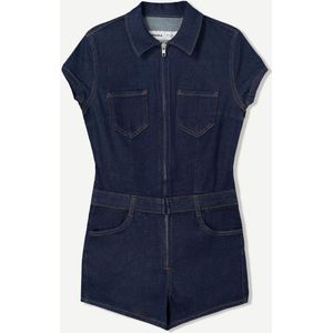 Bershka Korte Denim Jumpsuit Dames L Marineblau