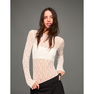 Bershka Body Met Lange Mouw Dames S Ecru