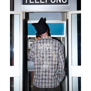 Bershka Oversized Blouse Met Dambordruit Heren Xl Lichtblauw