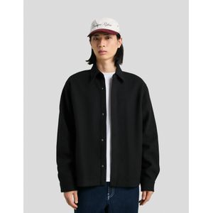 Bershka Boxy Flanellen Overshirt Heren S Zwart