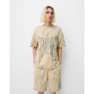 Bershka Baggy Bermuda Met Tie-Dye Heren M Beige