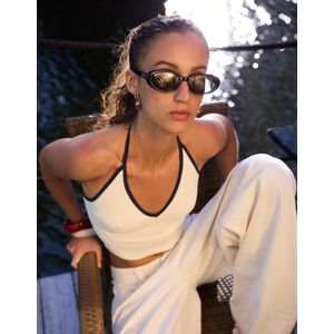 Bershka Combi Haltertop Met Contrast Dames S Ecru