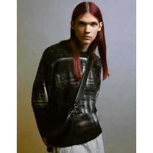 Bershka Trui Met Brushprint Heren S Zwart