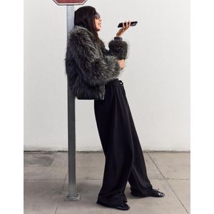 Bershka Jack Van Imitatiebont Met Rits Dames Xs Grijs