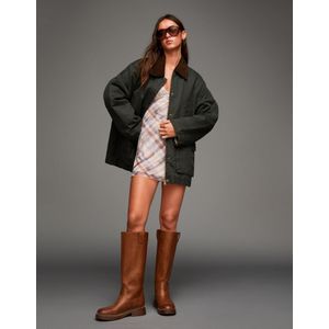 Bershka Jack Met Contrasterende Kraag Dames Xs Kaki