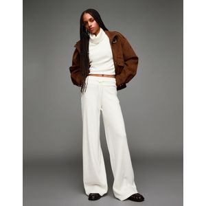 Bershka Zachte Ribcord Wide Leg Broek Dames Xl Ecru