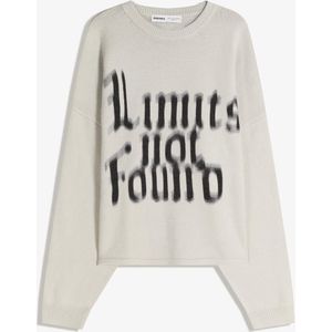 Bershka Trui Met Print Heren M Gebroken Wit