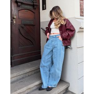 Bershka Oversized Jack Met Leereffect Dames M Bordeaux