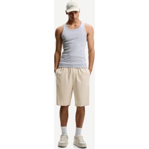 Bershka Losse Fit Joggingshort Van Linnenmix Heren Xs Zand