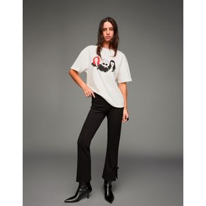 Bershka T-Shirt Met Korte Mouw En The Devil Wears Prada-Print Dames Xs Gebroken Wit