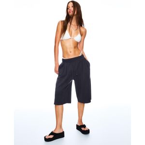 Bershka Bermuda Jorts Met Elastische Tailleband Dames M Grijs