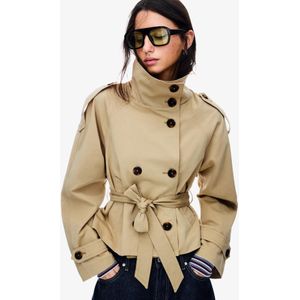 Bershka Korte Trenchcoat Dames Xs Zand