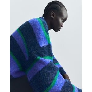 Bershka Trui Met Strepen Dames M-L Blauw