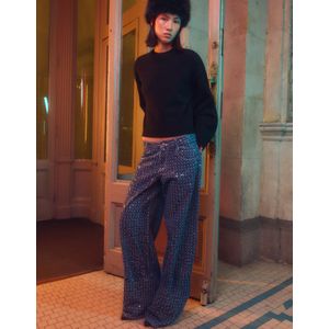 Bershka Jeans Met Wijde Pijpen En Lovertjes Dames 42 Marineblau