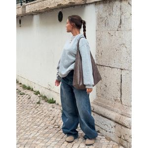 Bershka Oversized Sweater Met Zakken Dames L Grijs