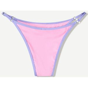 Bershka Contrasterend Bikinibroekje Met Rib Dames L Roos